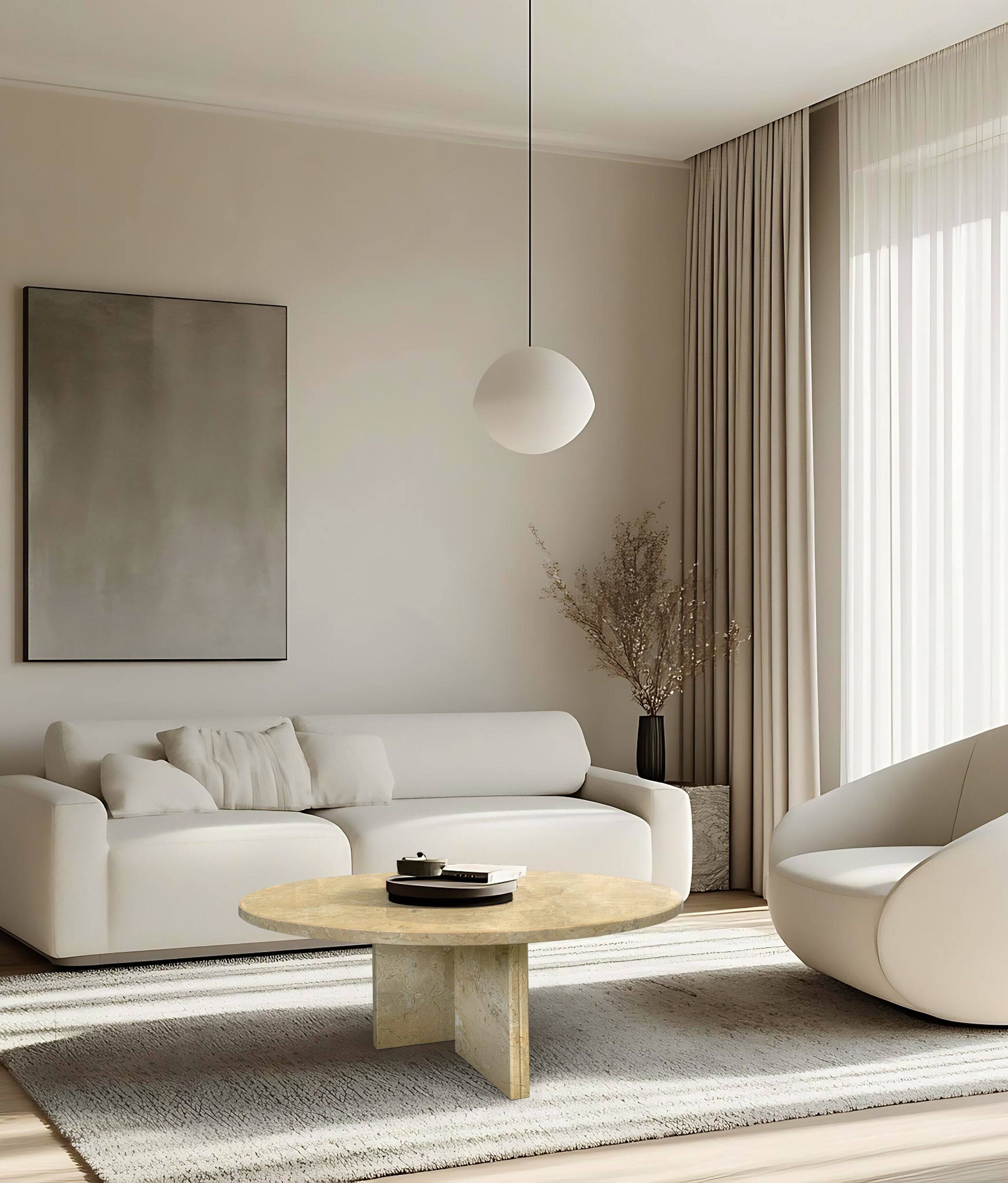 Alt View 2. APRILSOUL - Large Curved Tier Traditional Round Wooden Center Coffee Table with Wheels Mid Century Style Living Room - yellow.