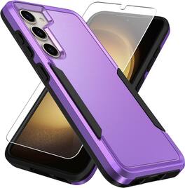 Entronix - Galaxy A15 Bundle - Soft-Touch Dual-Layer Case and Clear Screen Protector - Purple