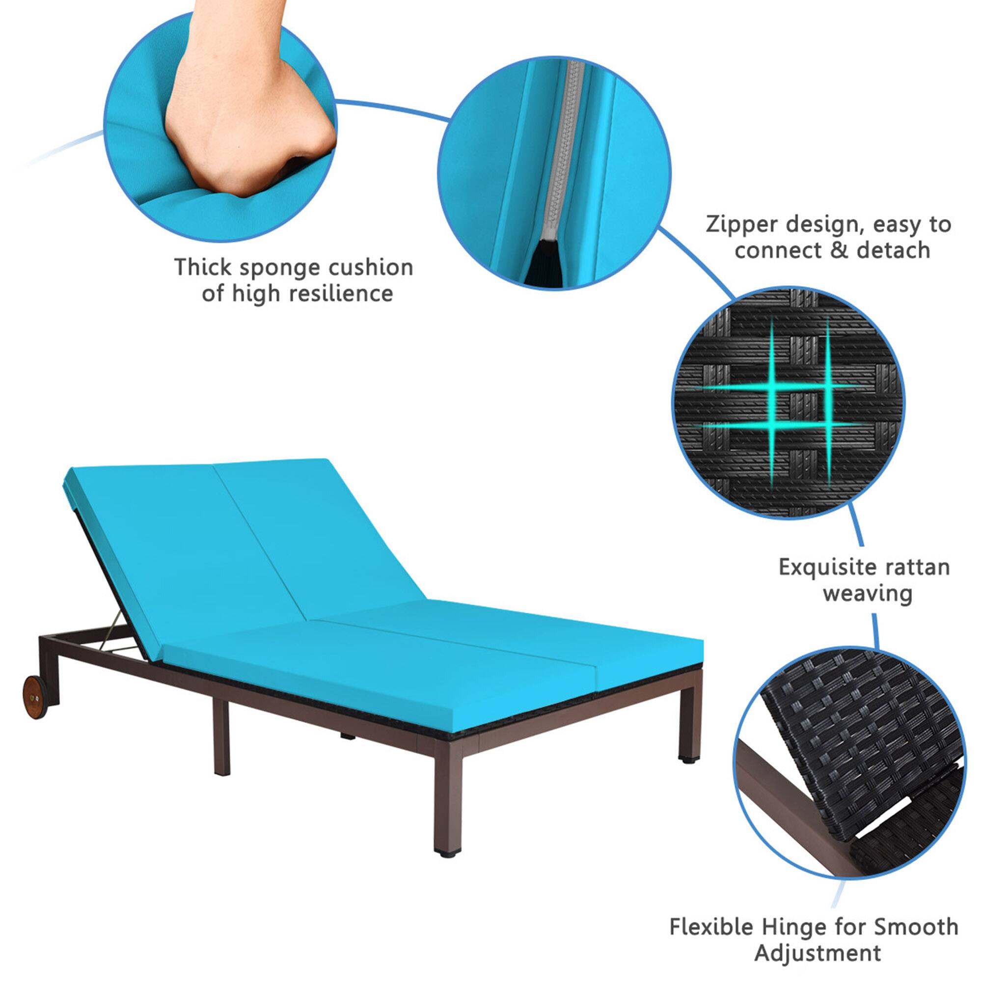 Thick sponge cushion of high resilience, Zipper design, easy to connect & detach, Exquisite rattan weaving, Flexible Hinge for Smooth Adjustment