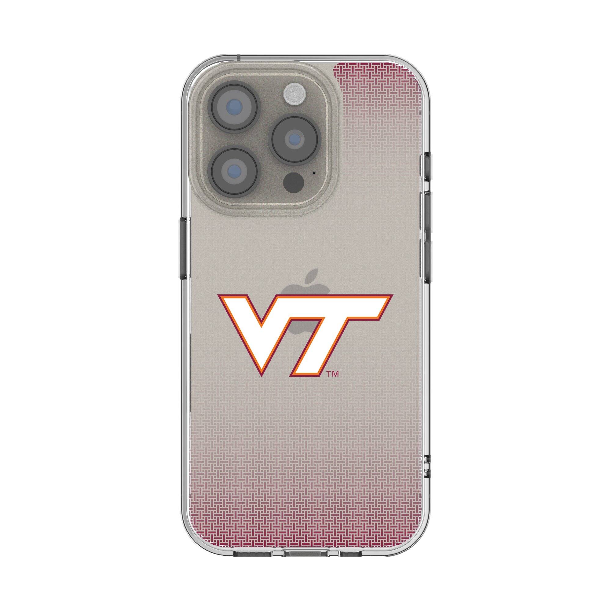 Front. Keyscaper - Virginia Tech Hokies Linen Logo iPhone Clear Case - 15 Plus - Multicolor.