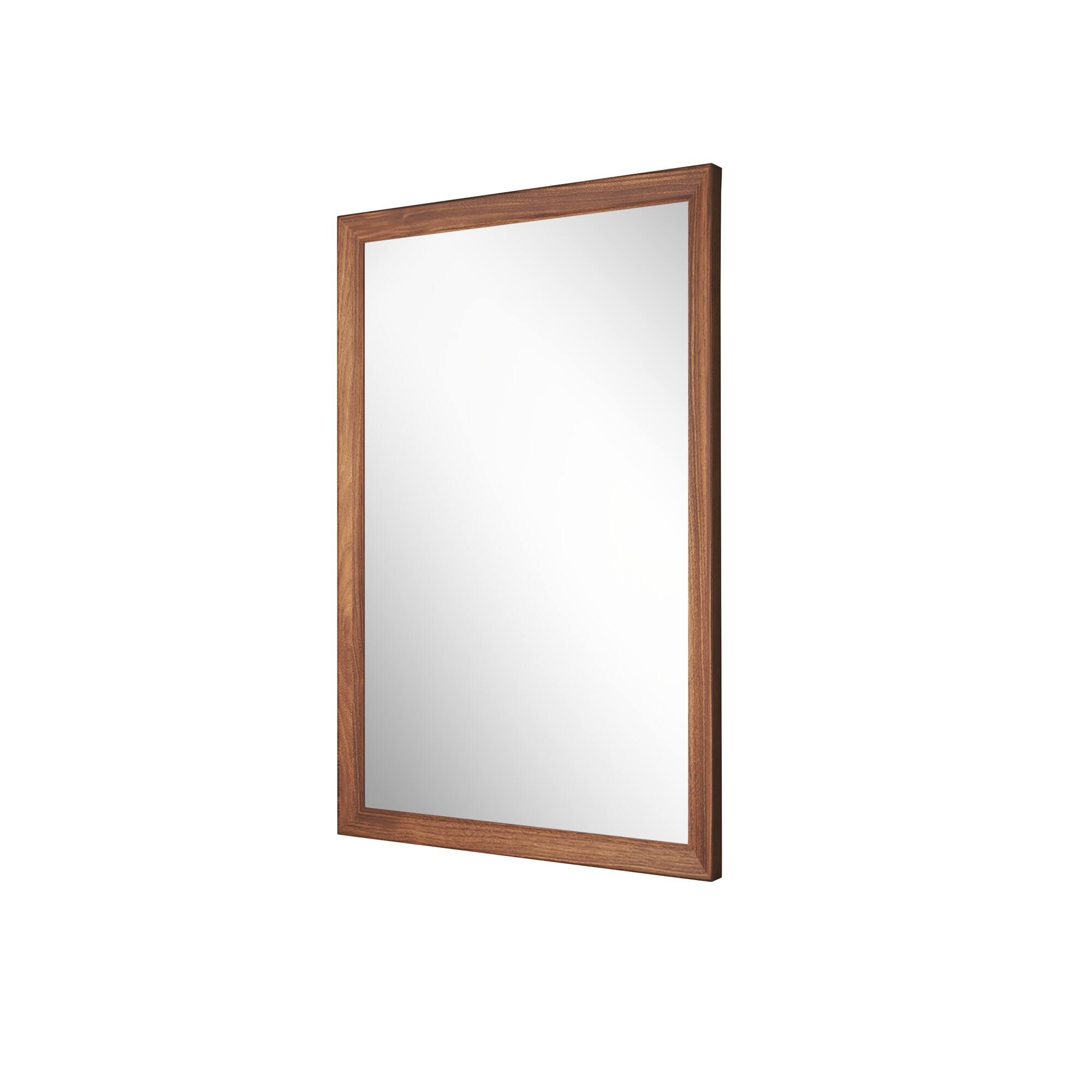Alt View 2. Boyel Living - 24 in W x 16 in L Dark Wood Grain Rectangular Slanted Edge Aluminum Framed Wall Bathroom Vanity Mirror.