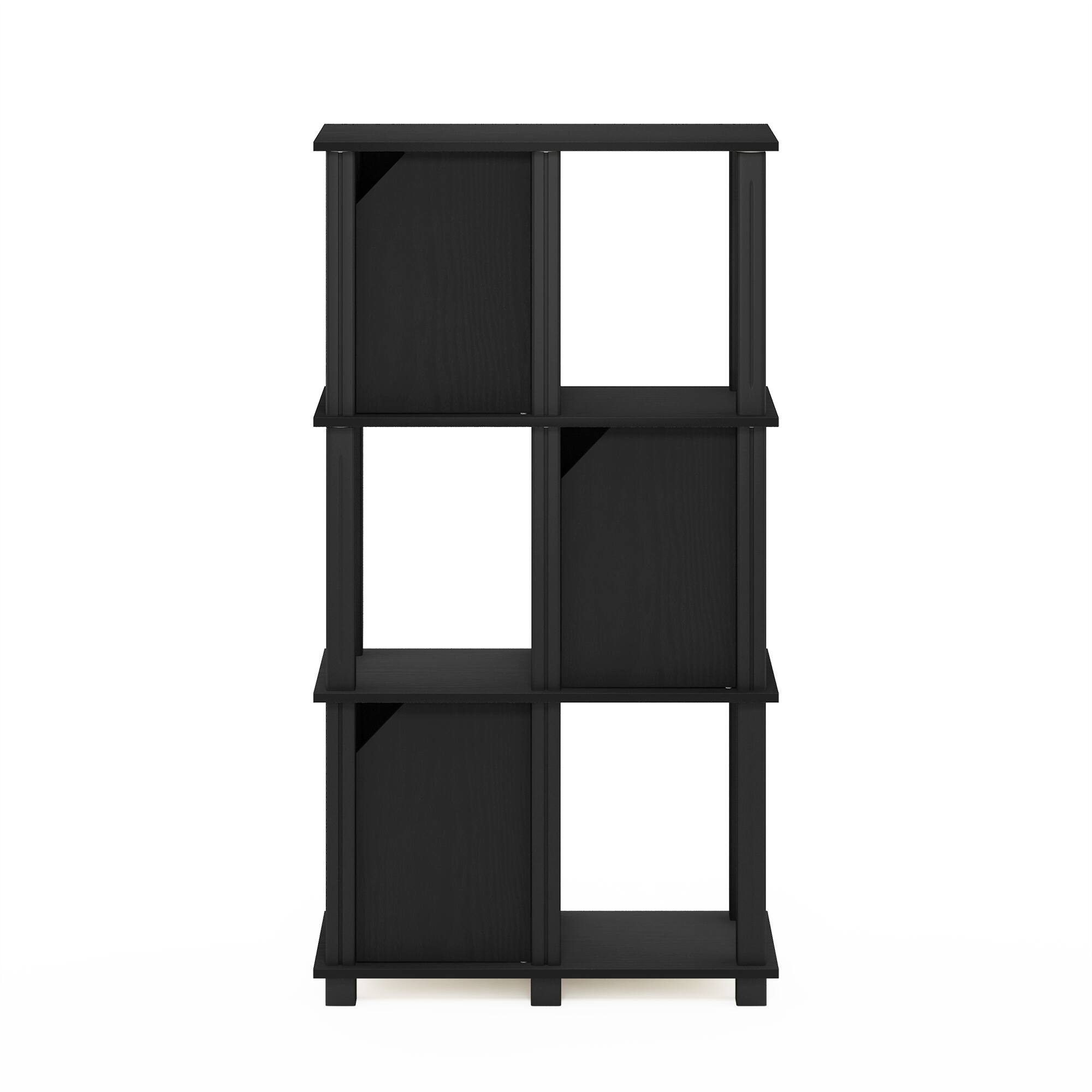 Alt View 2. Furinno - Brahms 4-Tier Storage Shelf with 3 Doors, Black Oak/Black - Black Oak/Black.