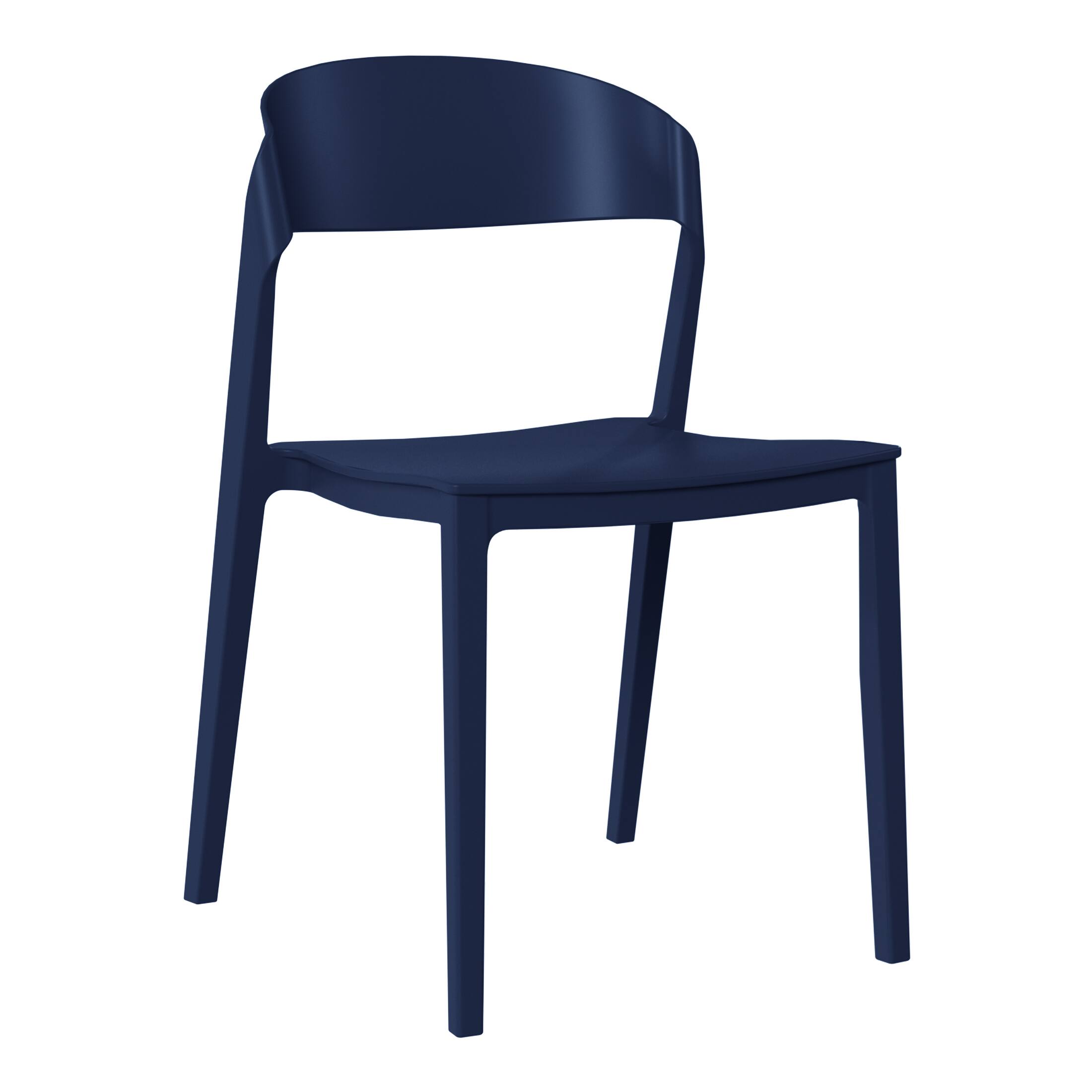 Angle. WestinTrends - WestinTrends Playa Outdoor Modern Stackable Plastic Patio Bistro Dining Side Chairs (Set of 2) - Navy Blue.