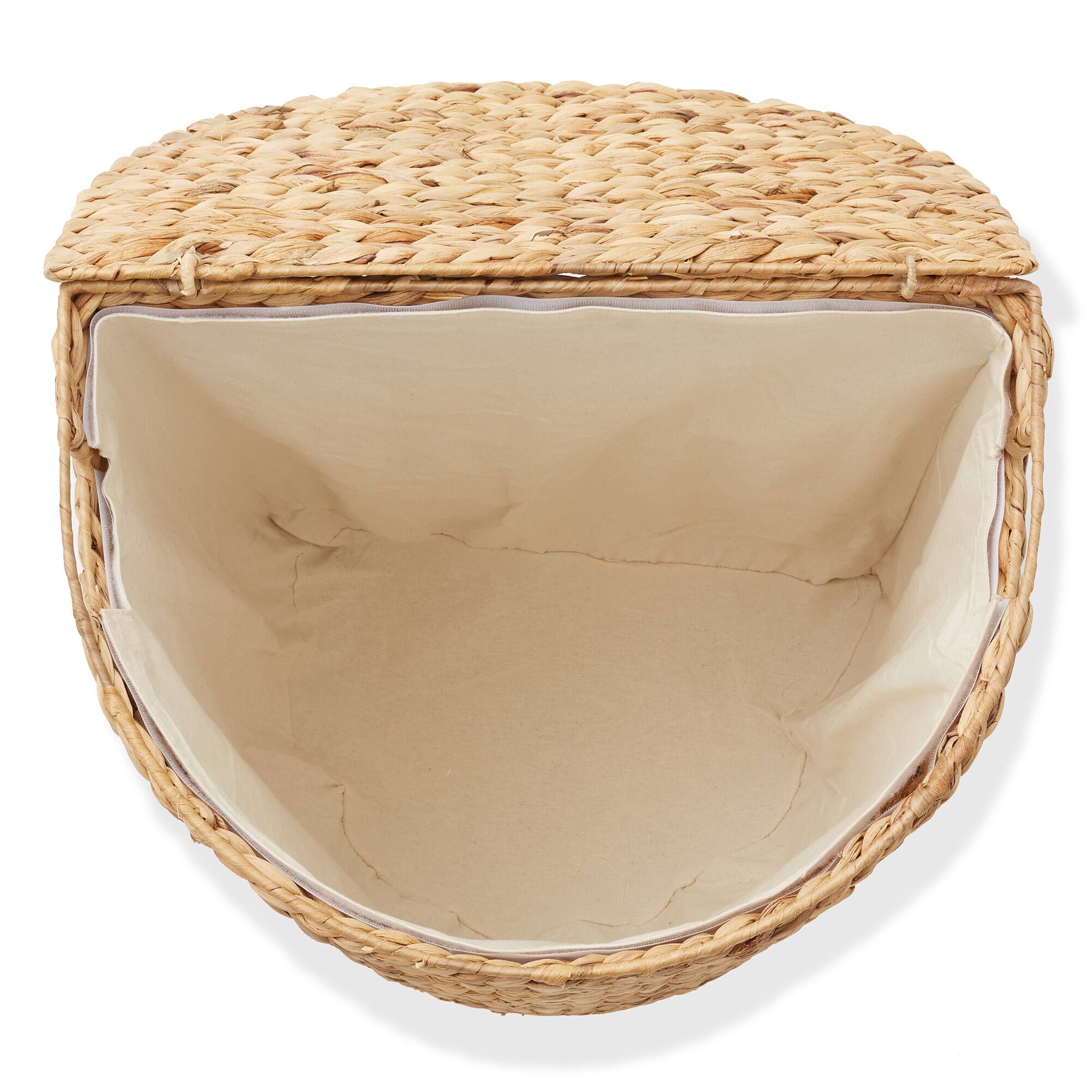 Alt View 5. Casafield - Half Moon Laundry Hamper Basket w/ Lid and Removable Liner for Clothes - Natural.