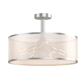 Costway - 6-Light Semi Flush Mount Ceiling Light Pendant Lamp w/ Fabric Drum-shaped Shade - Warm