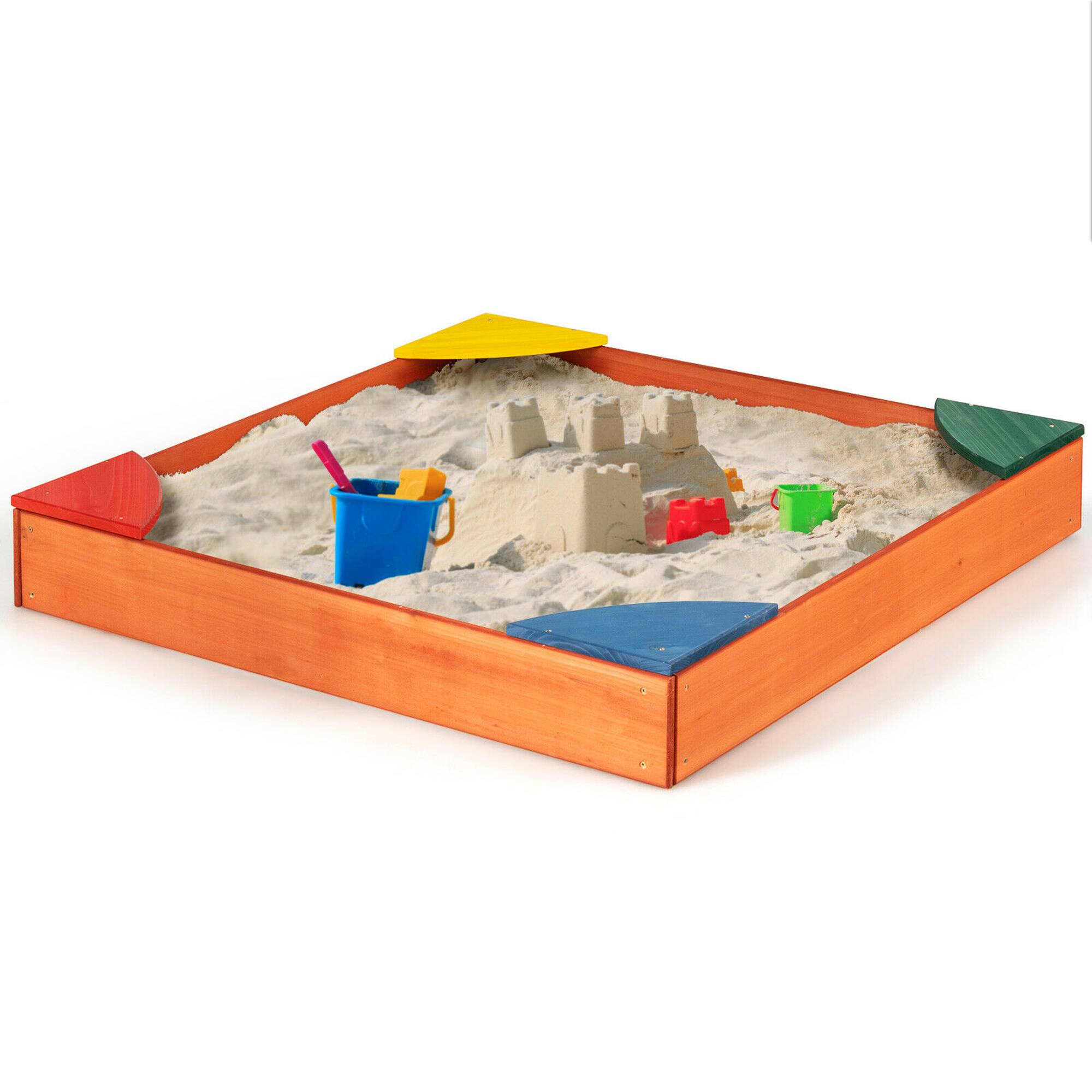 Alt View 4. Gymax - Gymax Kids Wooden Backyard Sandbox W/ Built-in Corner Seating Kid's Outdoor Furniture - Multicolor.