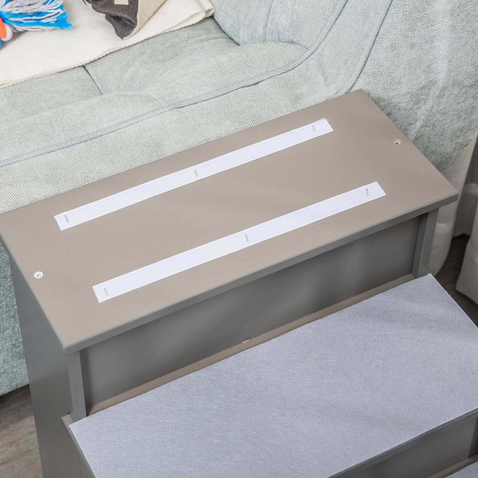 Alt View 4. Pawhut - Pet Stairs, Small Pet Steps with Cushioned Removable Covering for Dogs and Cats Up To 22 Lbs. - Grey.