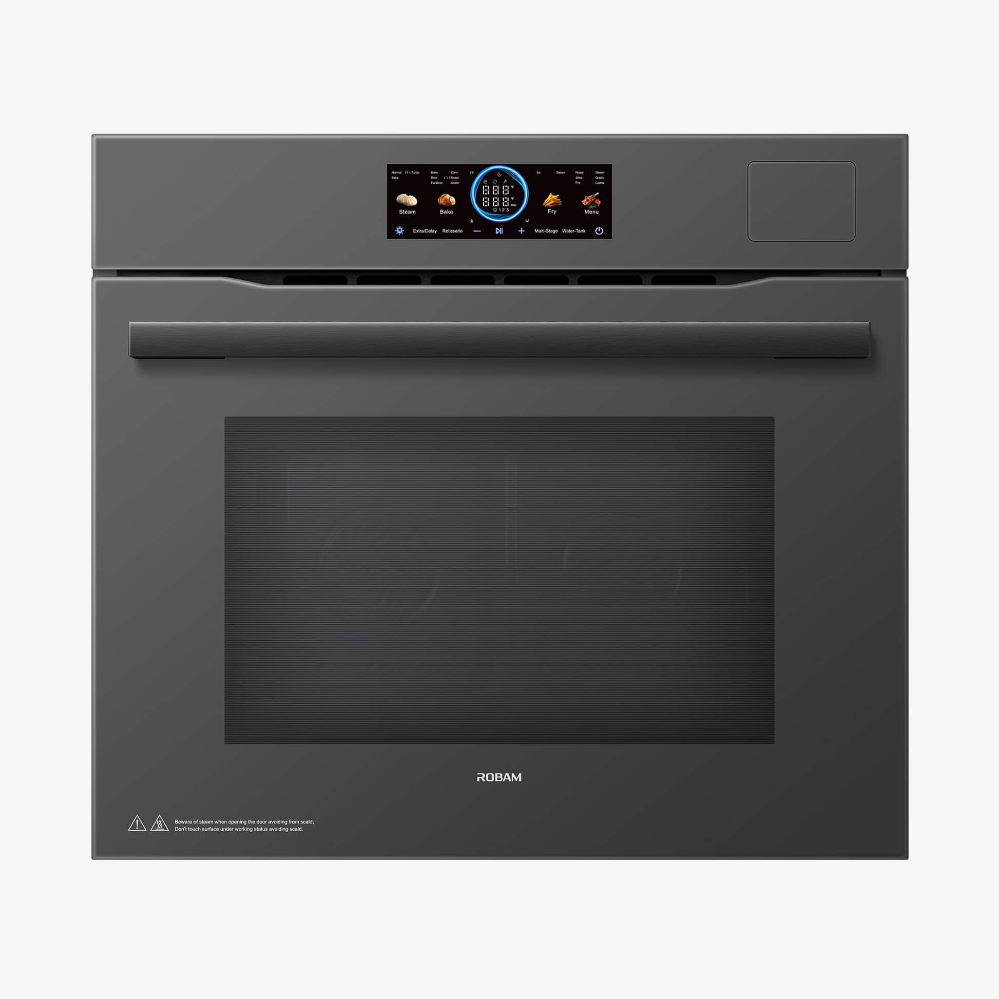 Robam - 30" Built-In Smart Single Electric Wall Oven with Convection, Turbo Steam, Dual Air Fry & Temp Probe - Black