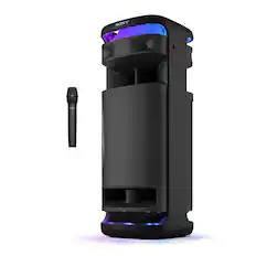 Front. Sony - ULT TOWER 10 Party Speaker with Wireless Microphone - Black.