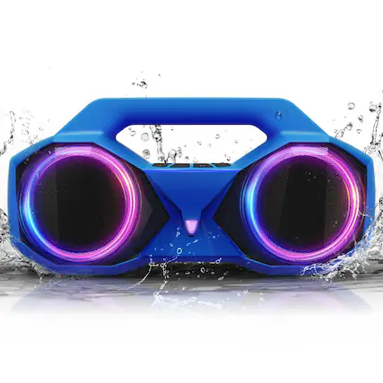 Front. Dazzed Corner - Bluetooth Speaker with Bass, Large Portable Wireless Speaker for Outdoor - Blue.