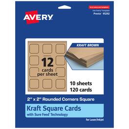Avery - Square Cards with Rounded Corners, 2" x 2", Kraft 120ct - Brown