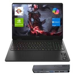 HP OMEN - 16" FHD+ Gaming Laptop - AMD Ryzen AI 7 350, 64GB RAM - 1TB SSD - NVIDIA GeForce RTX 5060 - Thunderobot 7 in-1 USB-C Hub - Black