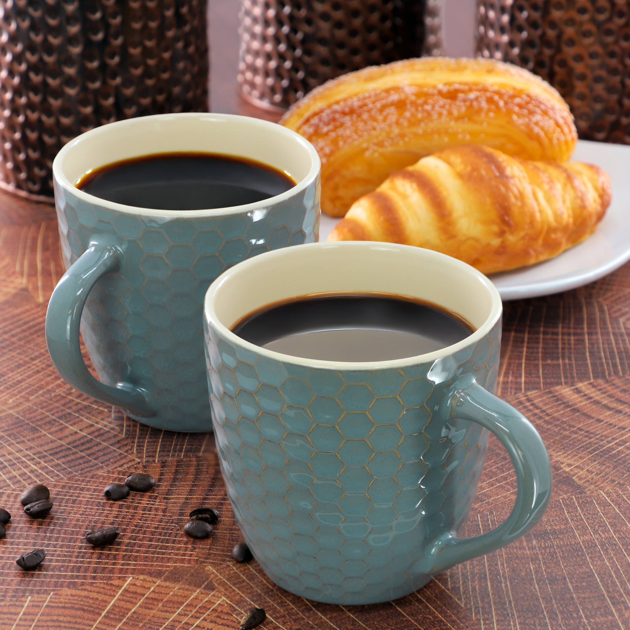 Alt View 4. Elama - Elama Honeycomb 6 Piece 15 oz. Mug Set in Turquoise - Turquoise.