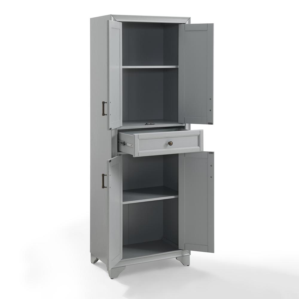Back. Crosley Furniture - Tara Kitchen Storage Pantry - Distressed Gray.