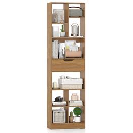 Costway - 1 PCS 71" Bookcase with Drawer 10 Open Cubes Anti-toppling Kits for Living Room Study - Natural