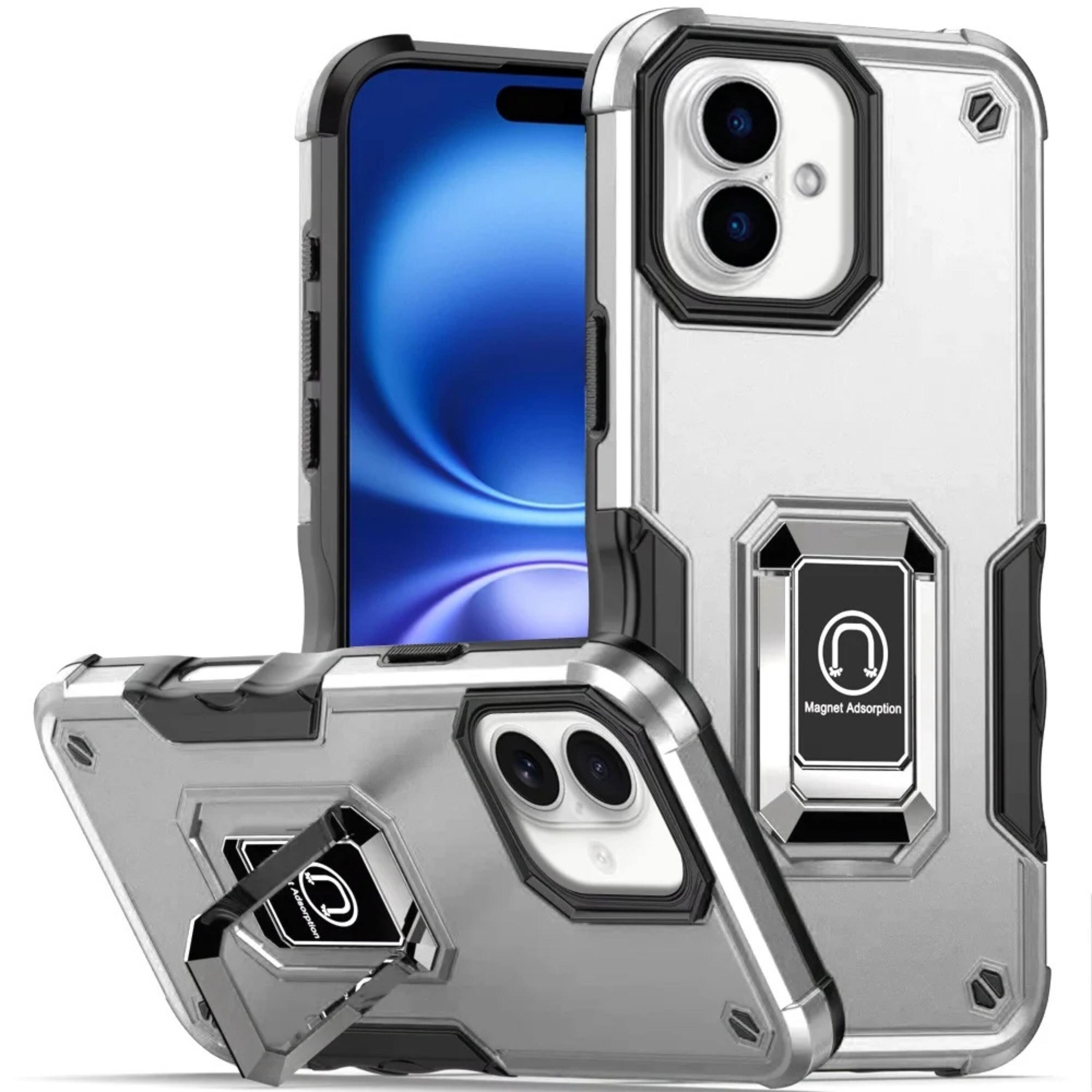 Kitcheniva Hybrid Protective Phone Case With Metal Ring Holder For ...