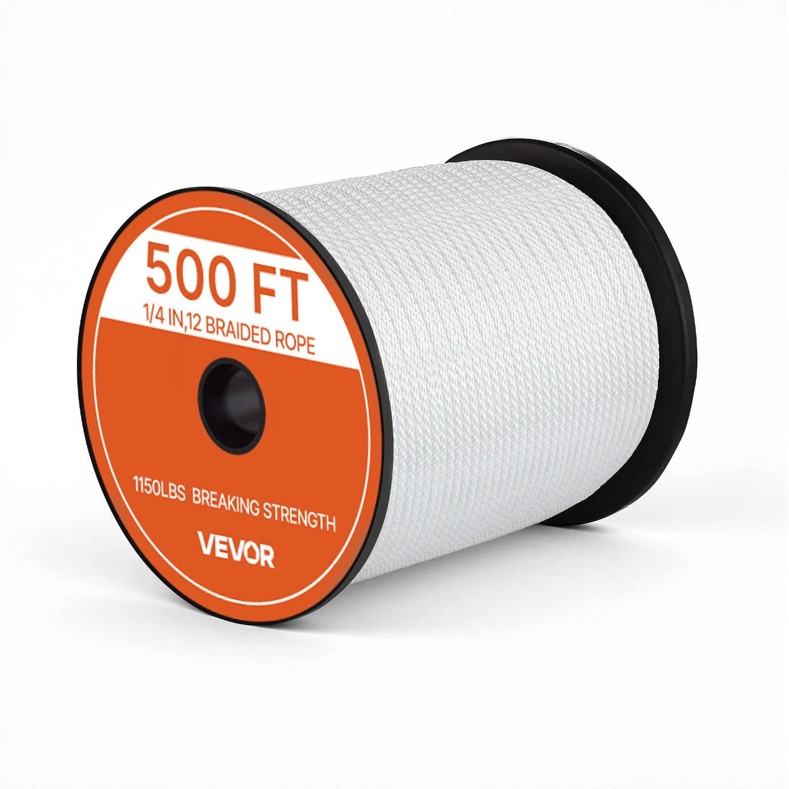 500 FT 1/4 IN, 12 BRAIDED ROPE  
1150LBS BREAKING STRENGTH  
VEVOR