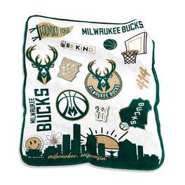 Logo Brands - Milwaukee Bucks 50'' x 60'' Native Raschel Plush Throw Blanket - Multicolor