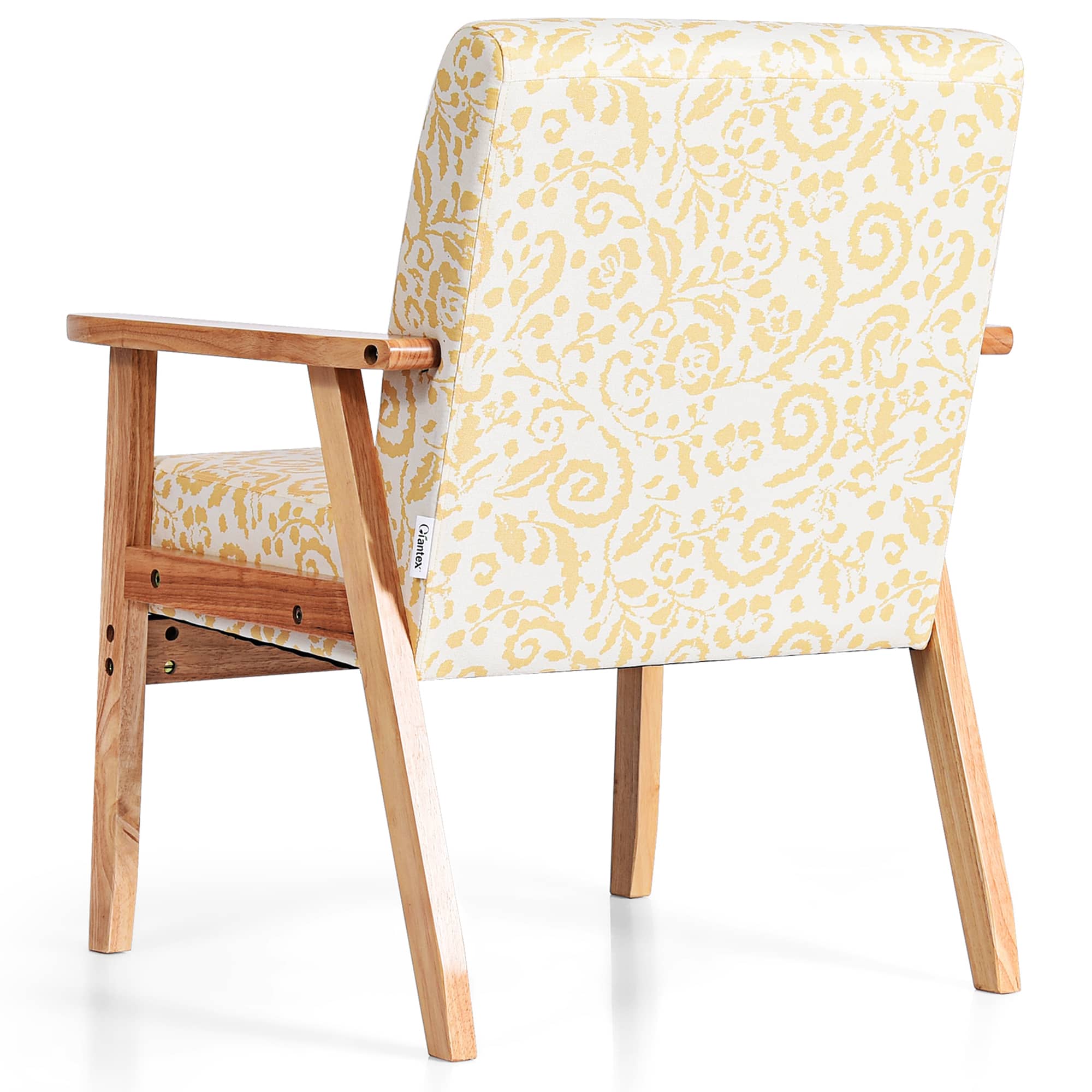 Alt View 15. Costway - Accent Upholstered Home Office Chair with Wooden Frame (Set of 2) - Yellow.
