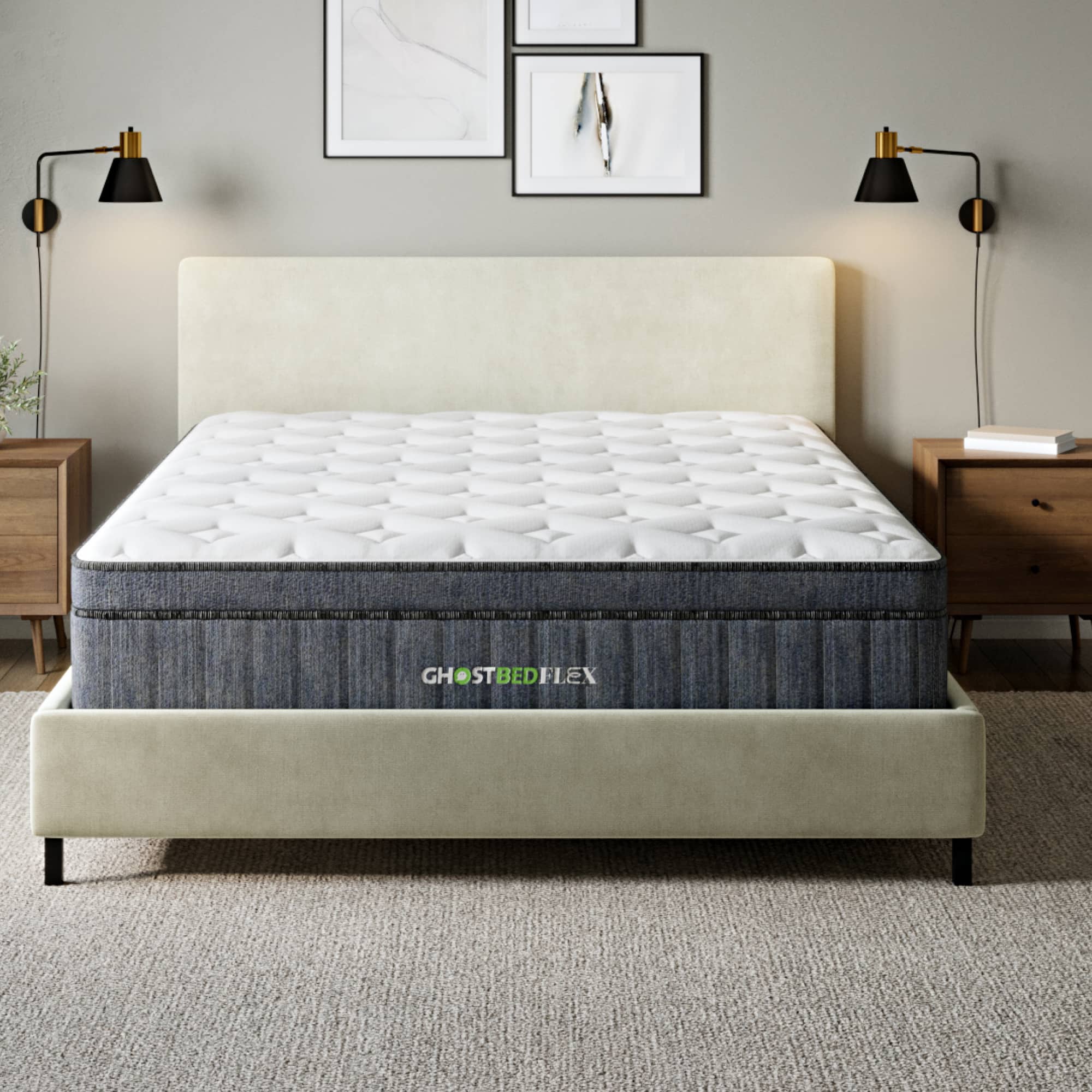 Angle. Ghostbed - Flex 13" Profile Mattress-Queen - White.