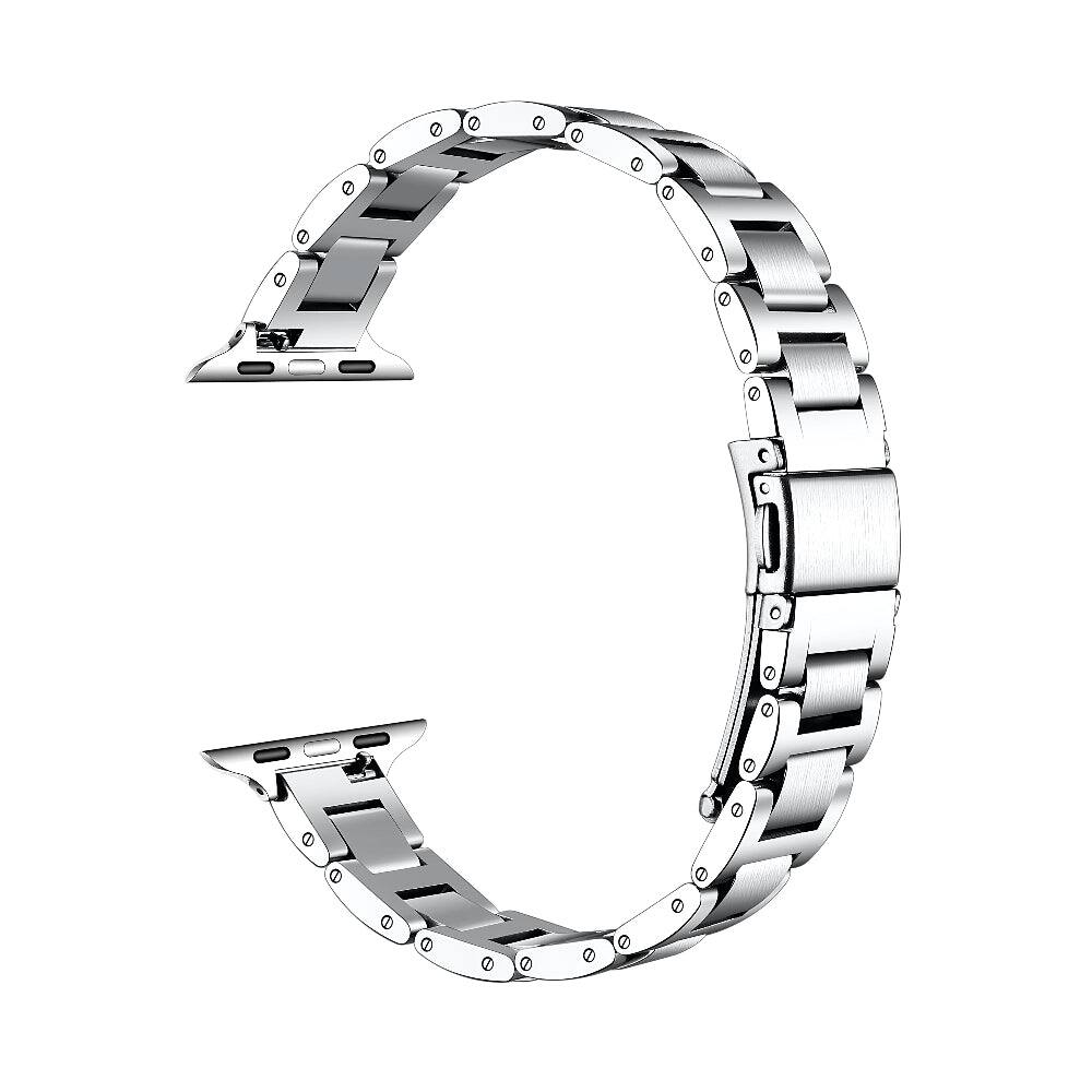 Angle. Posh Tech - Lenox Stainless Steel Band for Apple Watch - Silver.