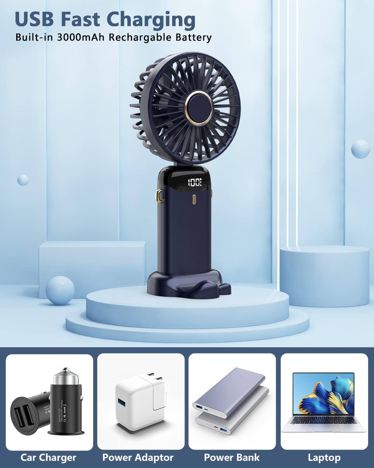 USB Fast Charging  
Built-in 3000mAh Rechargeable Battery  

Car Charger  
Power Adaptor  
Power Bank  
Laptop