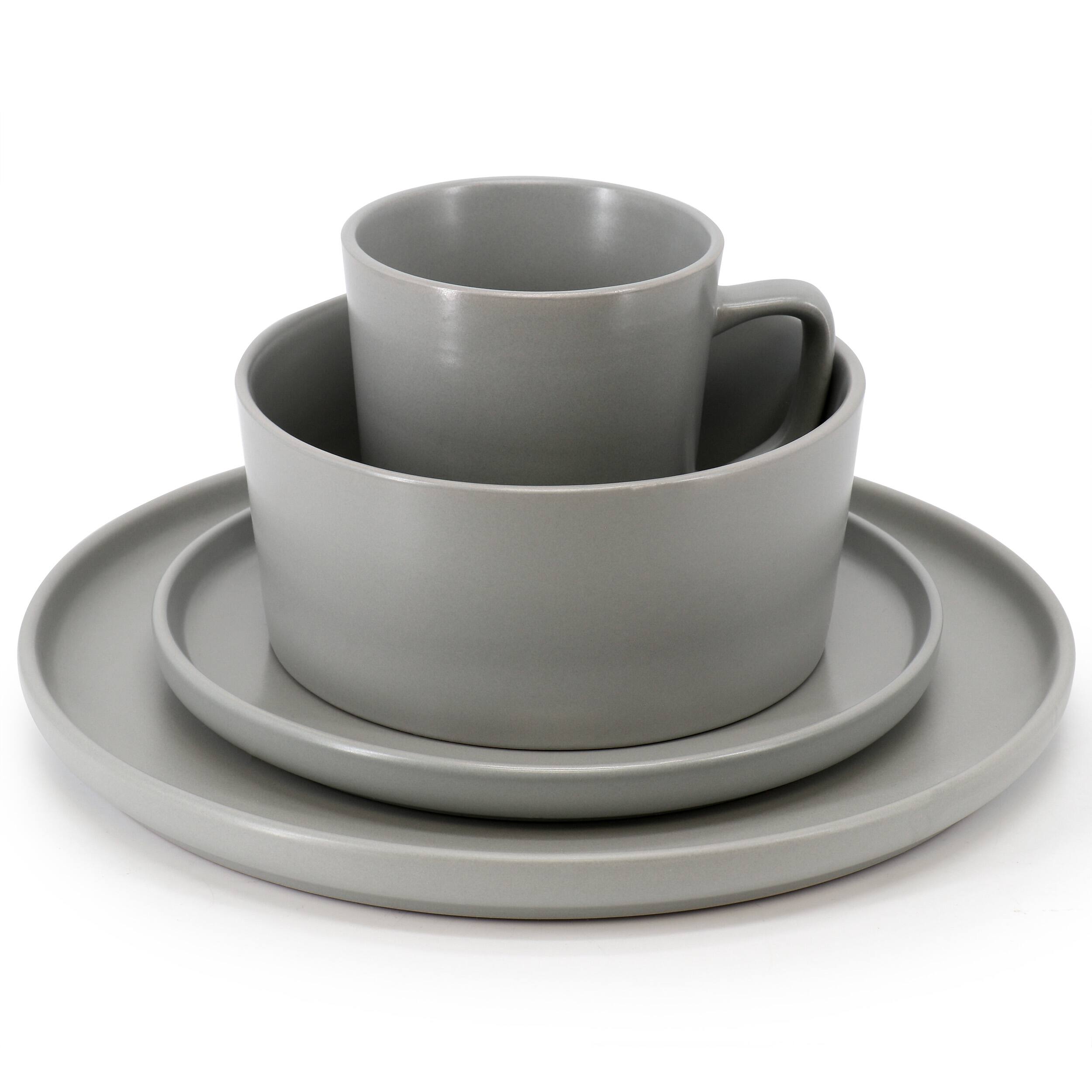 Alt View 2. Elama - Elama Luxmatte Light Grey 16 Piece Dinnerware Set - Light Gray.