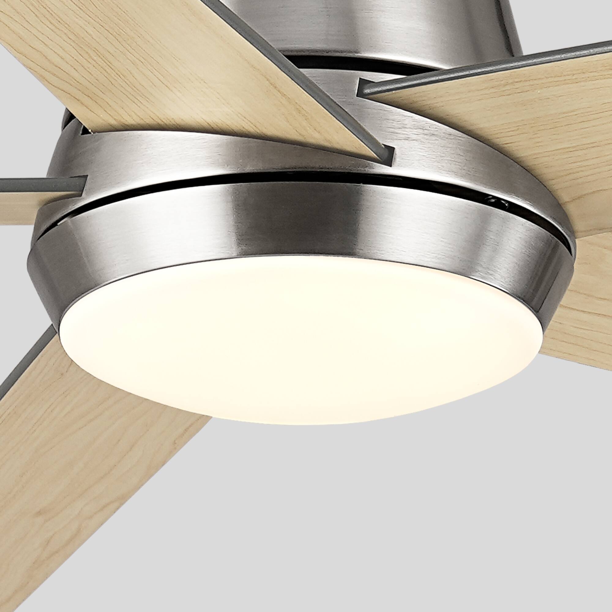 Alt View 10. Vaczon - 52 Inch Modern Reversible Blades 3CCT Dimmable LED Smart Flush Mount Ceiling Fan with Light, Remote and App Control - Satin Nickel.