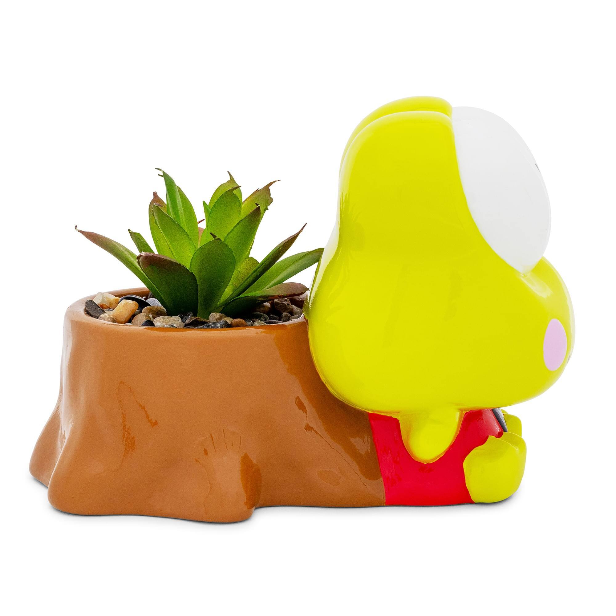 Alt View 10. Silver Buffalo - Sanrio Keroppi Stump 4-Inch Ceramic Mini Planter With Artificial Succulent - Yellow.