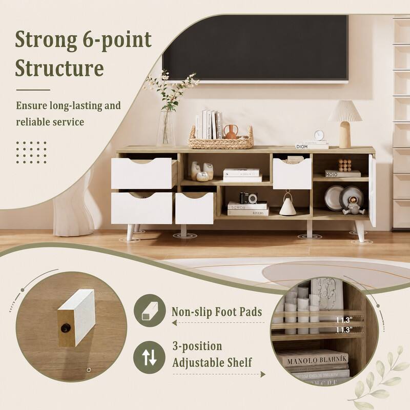 Strong 6-point Structure  
Ensure long-lasting and reliable service  

Non-slip Foot Pads  
3-position Adjustable Shelf  

11.3"
