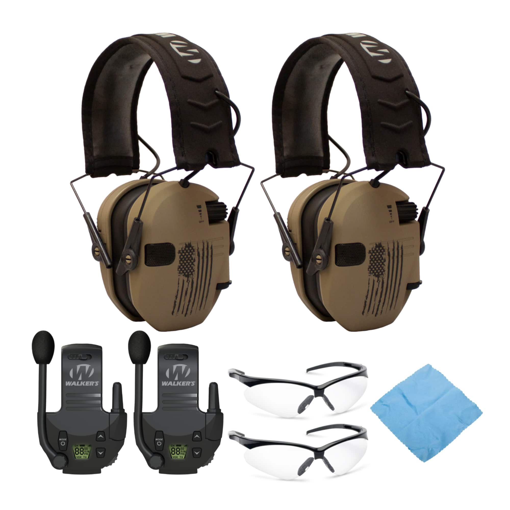Walkers - Walker's Razor Slim Electronic Shooting Hearing Protection Muff (2-Pack) Bundle - Tan