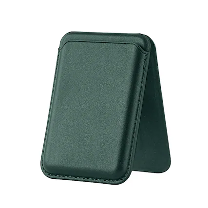 Front. Entronix - Entronix Leather Magnetic Wallet Attachment for MagSafe & Magnetic Phone Cases – Slim Card Holder Phone Accessory - Green.