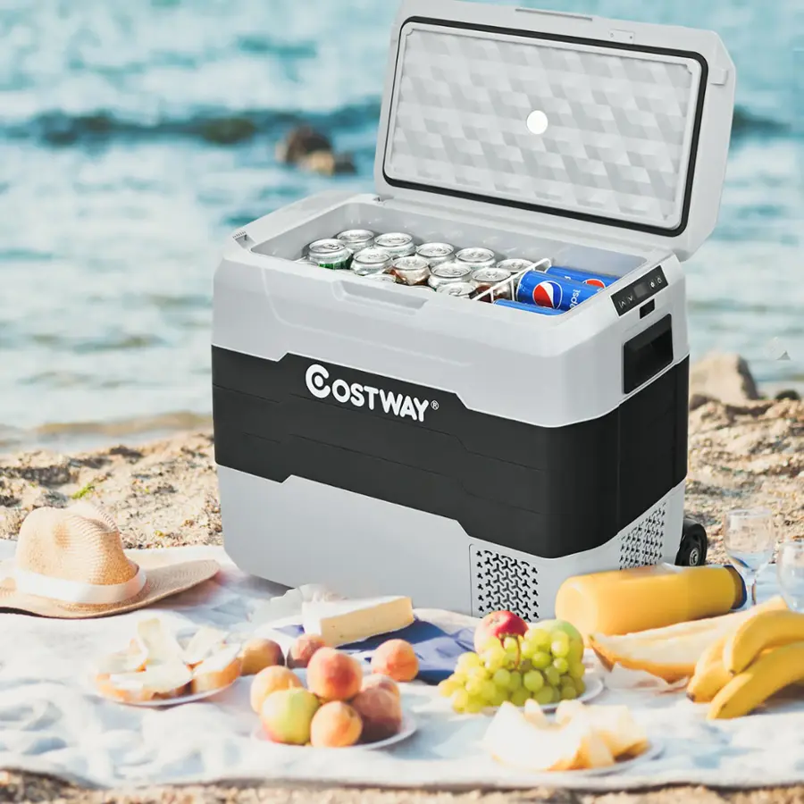 Alt View 17. Costway - 42 QT Portable Car Refrigerator Dual-Zone Car Cooler - Gray.