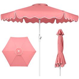 Best Choice Products - 7.5ft Patio Market Umbrella with Wavy Trim, Fade-Resistant, Crank & Tilt, Wind Vent - Flamingo Pink
