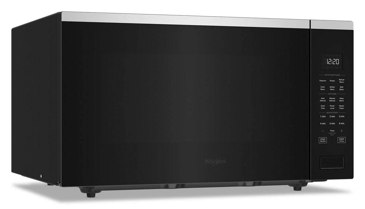 The text on the image reads:
12:20 Auto Functions
Popcorn
Potato Reheat
Men Cook
Menu
Soften
Melt
Menu
Options
Auto
Manual
Defrost
Detrout
Keep Warm
Cook Time
Power Level
Steam Clean
Quick Start
1 min
2 min
3 min
4 min
5 min
6 min
7 min
8 min
9 min
10 min
11 min
12 min
13 min
14 min
15 min
16 min
17 min
18 min
19 min
20 min
21 min
22 min
23 min
24 min
25 min
26 min
27 min
28 min
29 min
30 min
This text is a list of options and settings available on the microwave, including cooking times and power levels.