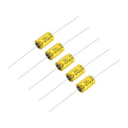 Unique Bargains - 5pcs 4.7uF 100V Non-Polarized Electrolytic Capacitor, 17x10mm Aluminum Audio Freq Divider for DIY Speaker/Car Amp - Gold