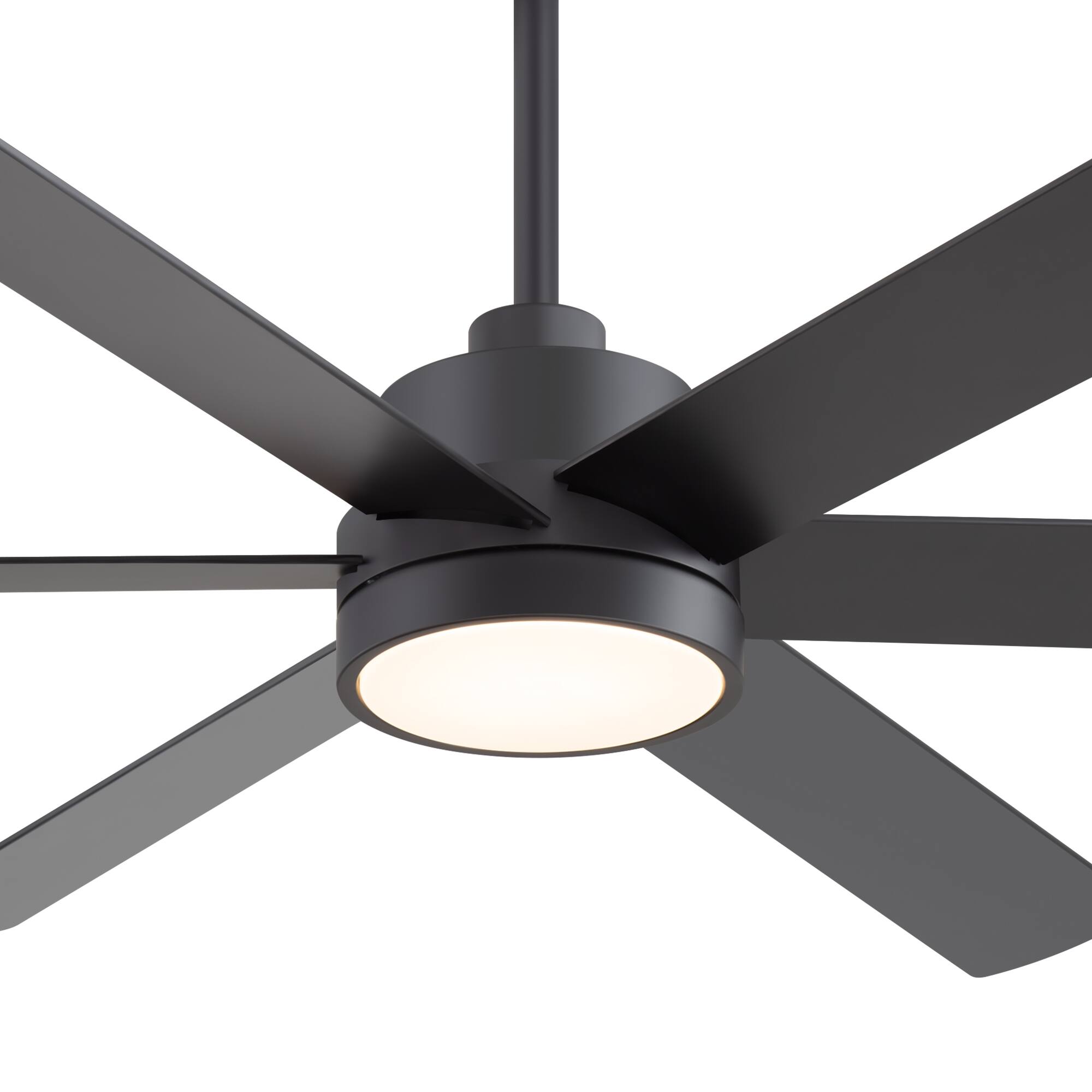 Alt View 10. Breezary - 60 Inch Modern LED Ceiling Fan with Light and Remote, 6 Reversible Plywood Blades,6&12 Inch Downrods Included - matte black and walnut.