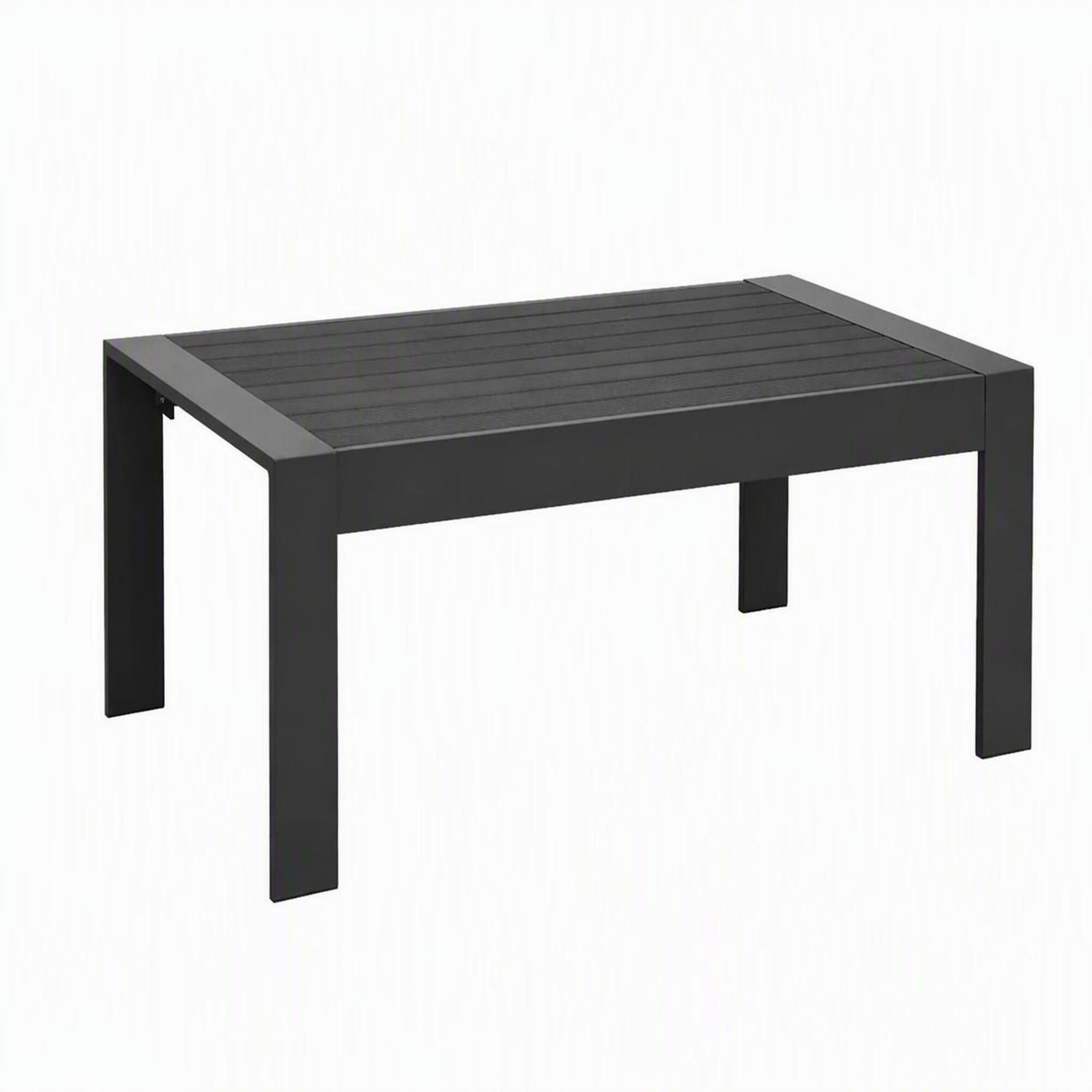 Front. RYHNUYNE - 43" Rectangular Patio Coffee Table,Modern Gray Outdoor Furniture for Deck Balcony Poolside and Garden - Gray.