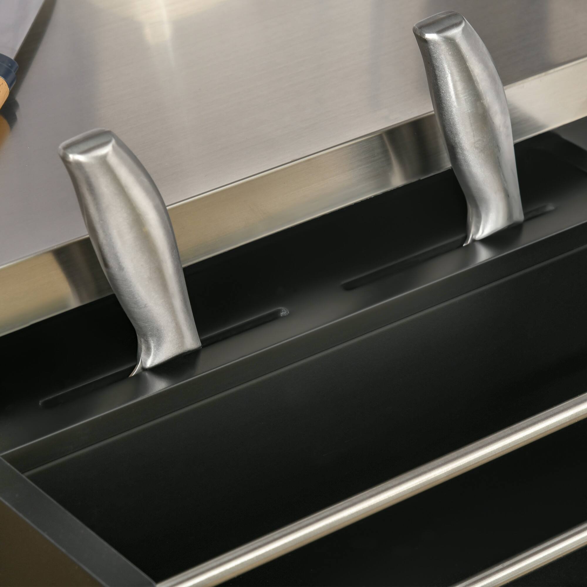 Alt View 7. Homcom - Kitchen Island on Wheels, Rolling Kitchen Cart with Stainless Steel Countertop, Drawer, Towel Rack and Spice Rack - Black.