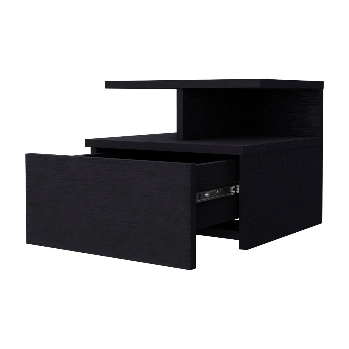 Back. Loheer - Loheer Floating Nightstand with One Drawer, Wenge Wood, 14-Inch Wall-Mounted Bedside Storage - Wenge.