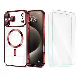 Entronix - Premium Magnetic Bundle for iPhone 17 Pro Max - Glossy Case & 2 Screen Protectors - Red