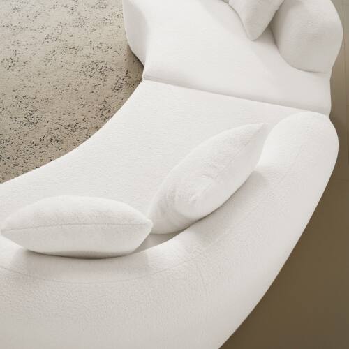 Alt View 3. Anysun - Curved 4-Seat Grey Teddy Velvet Sofa - Full Compression Sponge, No Assembly, Compact for Small Spaces & Apartments - White.