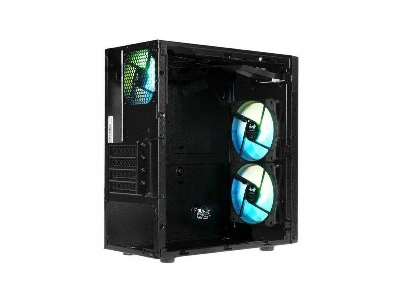 Alt View 2. In Win - In Win CT Series 17.1L Micro-ATX Mini Tower - Black, Tempered Glass, Mesh, 450W PSU - Black.
