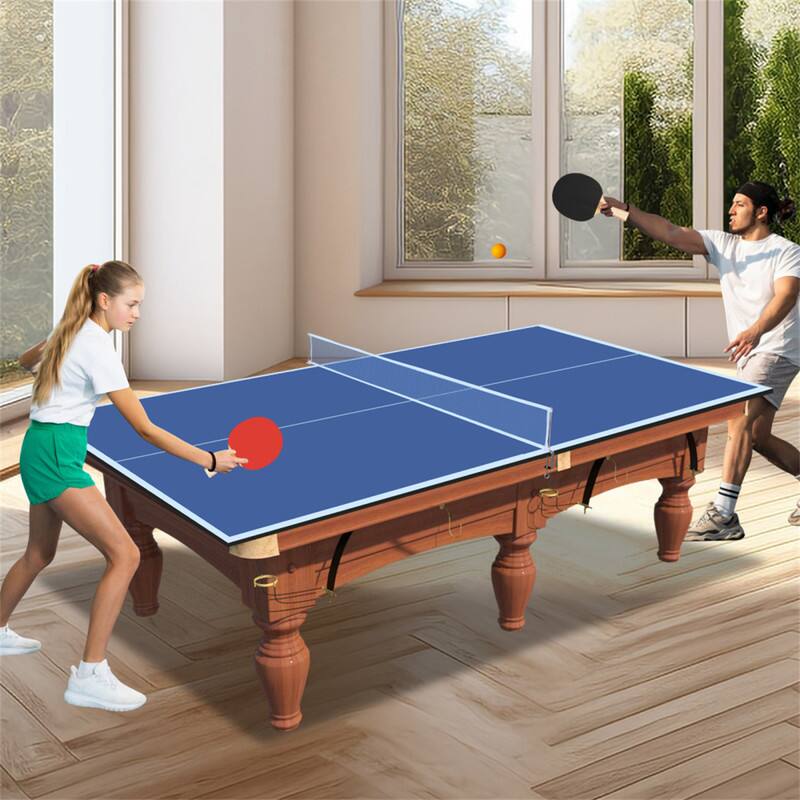 Angle. HTUTWOO - Ping Pong Conversion Top - 7*4ft Mid-Size, Foldable & Portable Table, Tennis Table Top for Indoor Games - Blue.