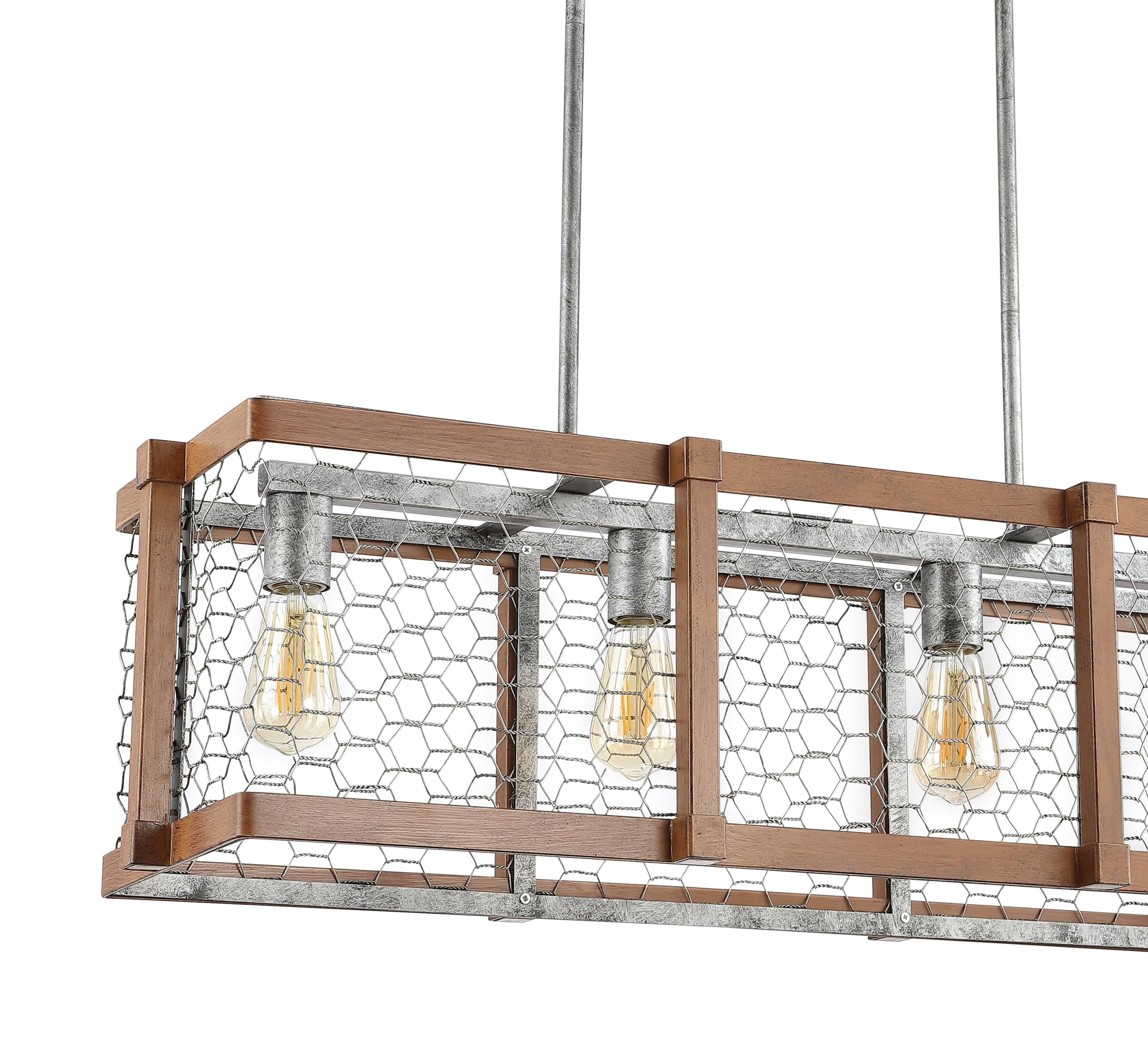 Alt View 4. Jonathan Y - Gaines 34.5" Linear 4-Light Adjustable Iron Rustic Industrial LED Pendant, Brown/Silver - Brown/Silver.