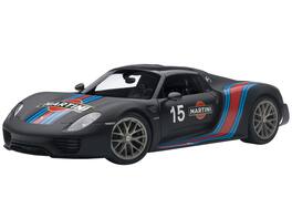 Porsche 918 Spyder Weissach Package Black/ Martini Livery #15 1/18 Model Car by Autoart