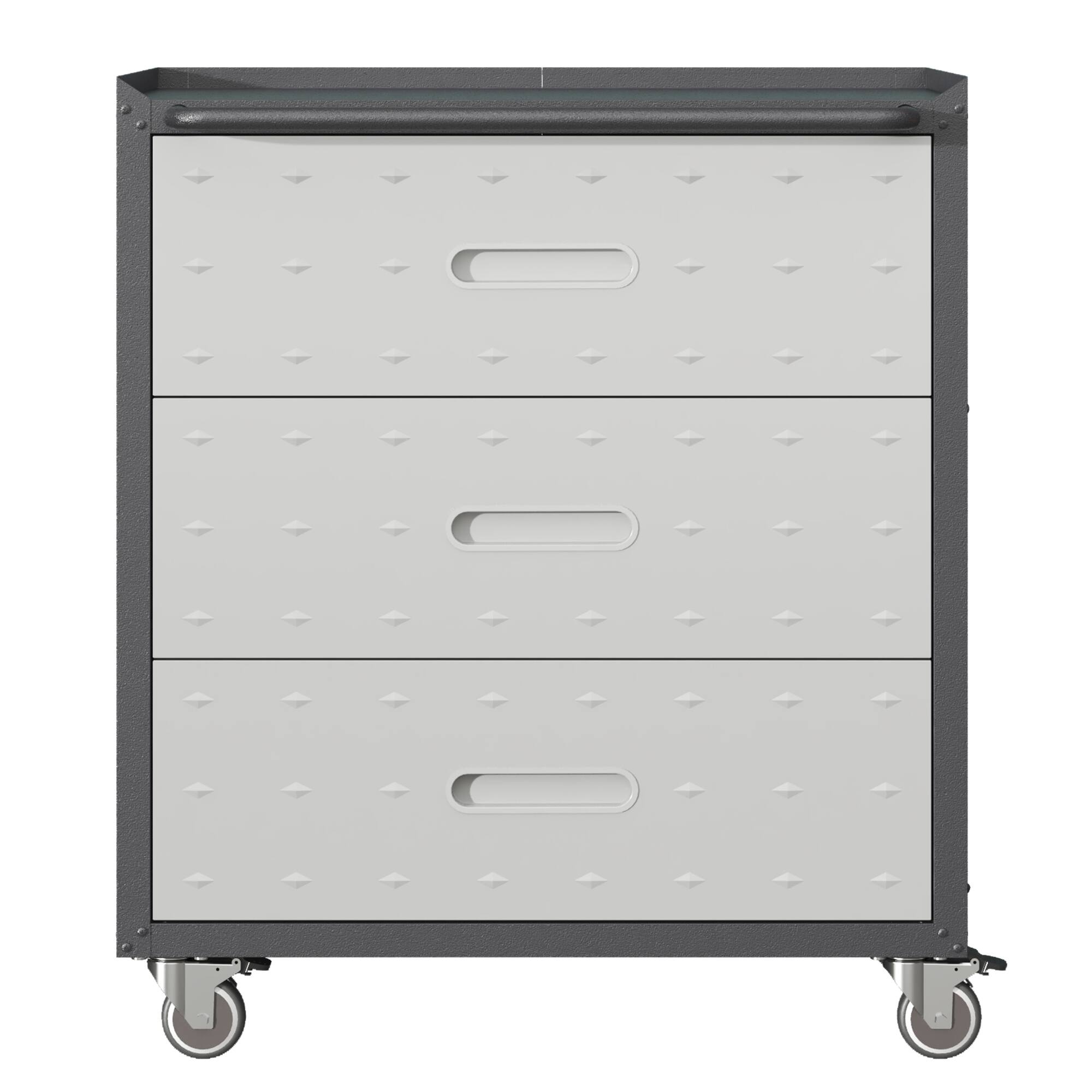 Angle. LOVMOR - Heavy Duty Metal Storage Cabinet with Wheels 3 Drawer Tool Cabinet for Garage Office and Home Organization.