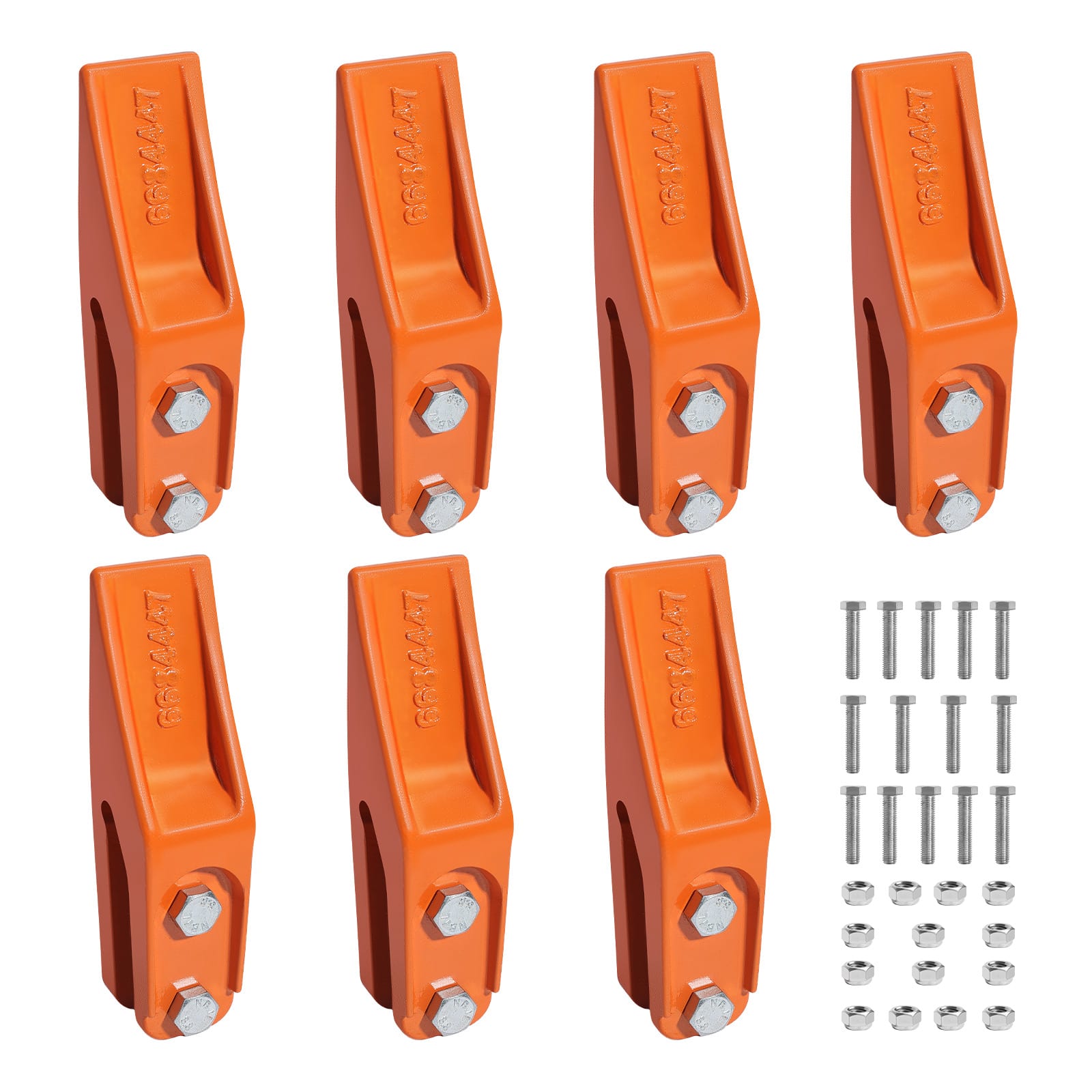 VEVOR - Excavator Bucket Teeth with Pins,7 Pack 684447 Bucket Tooth Set Fits 5/8-in Buckets Edge,for Skid Steer & Mini Excavator - Orange