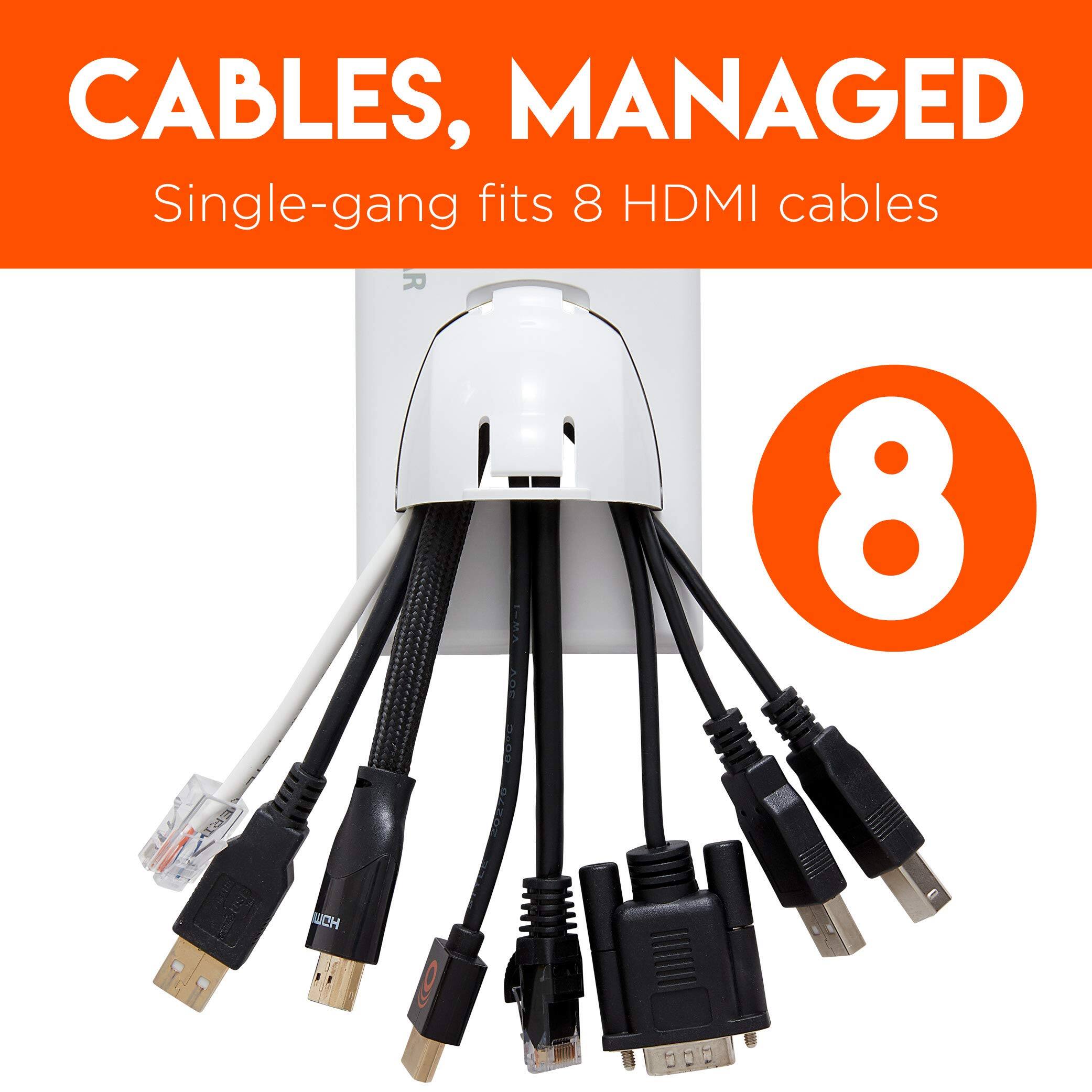 Cables, Managed

Single-gang fits 8 HDMI cables