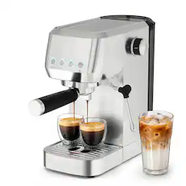 Casabrews - 3700Essential 20-Bar Espresso Machine and Coffee Maker - Silver